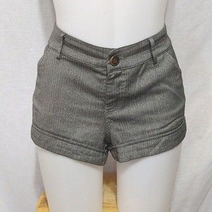 Guess Shimmery Gray Dressy Shorts Cuff Hem Zip Button Size 31 Chic Party Wear